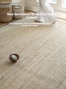 Imported Hand-woven Rug Wood and Sisal Style Non-toxic Jute and Wool Blend