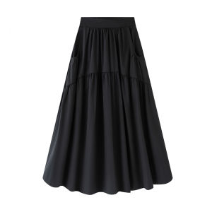 YINLIANHU | Womens Plus Size High Waist A-Line Pocket Skirt White