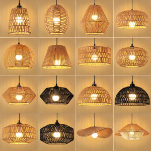 Yilifeng Restaurant Rattan-Weaved Ceiling Lamp Retro Zen Tea Room B & B Japanese Rattan Living Room Bedroom Bedside Decorative Lamp