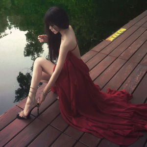 Red Halter Neck Long Dress with Lace Trim Beach Vacation Style Backless Unique Beautiful Summer Dress Natural Waist Fit