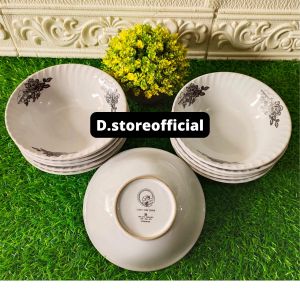 Mangkok Makan Mawar Keramik Size 67 inchi / Mangkok Makan Porselen / Mangkok Makan Keramik Mawar (Per Lusin)