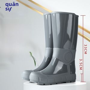 Giày Đi Mưa Thời Trang Cho Nữ Cao Đến Đầu Gối Lót Lông Cừu Chống Thấm Nước Chống Trượt Giày Đi Câu Cá Giày Đi Nhà Bếp Giày Đi Mưa Mùa Đông