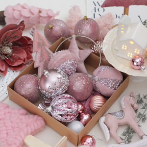 Creative Pink Christmas Ball Ornaments 2025 New Design Christmas Tree Decorations Window Display Arrangement Festive Gifts