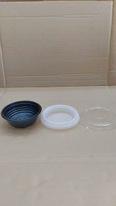 ชุดชามดงบุริ PP. ชามแบ่งชั้น ชามแยกชั้น สีดำ พร้อมฝา ขนาด 600 ml. ยกลัง 200 ชุด ยี่ห้อEXCEL