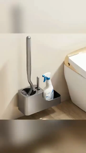 Toilet Brush with Gap Brush Cleaning Set Wall Mounted Bathroom Cleaner with Quick Dry Holder