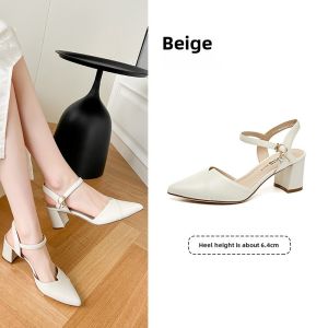 Dadong Slingback Sandals Womens Shoes 2024 Summer New Arrival Elegance High Heel Thick Heel Ankle-Strap Pointed Toe Pumps 3442
