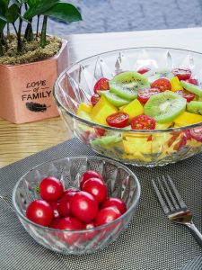 Crystal Glass Bowl For Home Diamond Bowl Plate Six-Piece Gift Box Large Salad Bowl Fruit Fishing Egg Beating Gift Gift