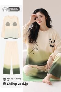 Bộ đồ ngủ nữ MiiOW Cat Person làm bằng vải cotton dài tay thoải mái