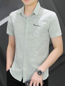 HENGYUANXIANG | Hengyuanxiang Ice Silk Short Sleeve Shirt Slim Fit Casual Thin Summer Menswear Trendy Half Sleeve Shirt Handsome Youth Fashion