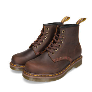 รองเท้าบูทมาร์ตินวินเทจ Mad Horse หนังวัวสีน้ำตาลสำหรับผู้ชายและผู้หญิง ทรงหัวมน ทรงหัวมน ฤดูใบไม้ผลิและฤดูใบไม้ร่วง