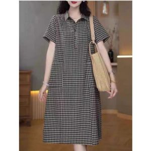 Moxueer | Đầm Voan Plaid Cotton Lụa cho Phụ Nữ Mùa Hè