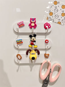 Strong Load Bearing Magnetic Door Back Hook No Drilling Cute Cartoon Strawberry Bear Kitchen Fridge Side Magnetic Iron Hook