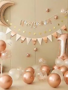 18 inches Birthday Gold Number Star Balloons with Happy birthday Banner Baby Shower Foil Inflatable