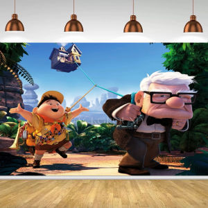 Beast Kingdom | Hot Air Balloon Jungle Adventure Background Up Theme Party Background Up Birthday Party Decoration Baby Baptism Photo poster