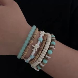 Ingemark | Ingemark 6 Cái/bộ Vintage Bohemia Vỏ Dừa Hạt Thủy Tinh Vòng Tay Hợp Thời Trang Sao Biển Nhựa Cơm Đính Hạt Lắc Tay Cho Nam Nữ