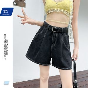 La Chapelle | Quần Short Jeans Nữ Phong Cách Retro Eo Cao Dáng A Ống Rộng