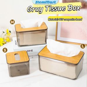 ItemMart Tissue Box: Gray Transparent Nordic Style Paper Roll Box Desktop Storage Box S/M/L