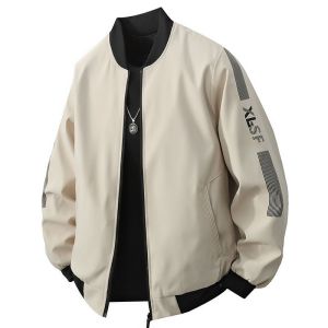 Men Jacket Spring Autumn Jacket Casual Loose Windbreaker Baseball Collar Handsome All-Match Outer Wear Mens Top Shirt