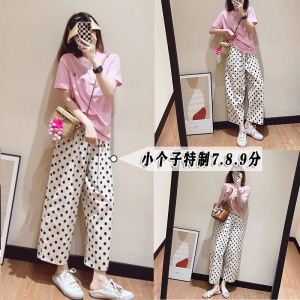 High Waist Polka Dot Wide Leg Pants Womens Summer Lightweight Breathable Casual Trousers Cotton Blend Casual Fashion