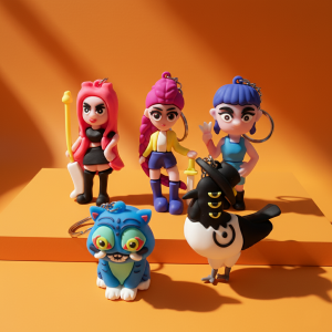 Anime Kawaii KPop Demon Hunters PVC Doll Keychain Cute Cartoon Keyring Bag Pendant Fashion Jewelry Accessory for Kids Gift