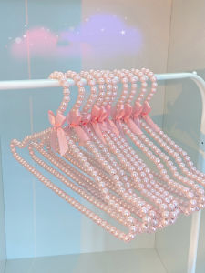Adorable Pink Pearl Butterfly Knot Pants Skirt Hanger Non-Slip Seamless JK Outfit Hanger Princess Style Clothing Store