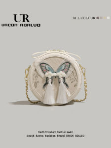 Ur National Style Small round Bag Womens 2024 New Arrival Trendy Bows round Pie Bag Mini Phone Bag Easiest for Match Shoulder Messenger Bag