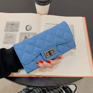 Retro Style Quilted Long Wallet for Women with Large Capacity Multi-Card Slots Fashionable Versatile Soft Leather Clutch