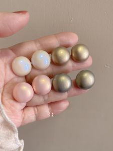 Elegant Matte Pearl Half-Ball Mosquito Coil Tray Earrings Fresh out Fashionable Korean Style Geometric Pattern for Girls