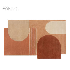 SoFINO | Designer Irregular Green Patchwork French Vintage Handmade Wool Carpet