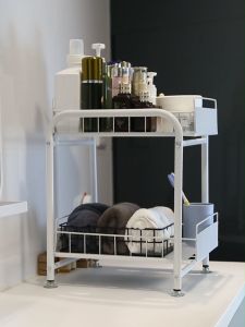 Rak Dapur Nordic Style / Lemari Laci Geser Keranjang Tarik / Rak Penyimpan Bawah Laci / 2 Tingkat