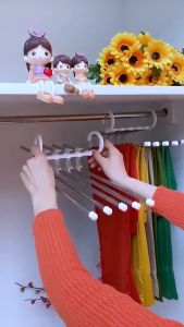 Folding Pants Rack Multilayer Hanger Folding Storage for Pants Trousers Storage Rack