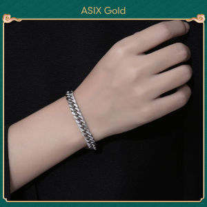 ASIX GOLD สร้อยข้อมือเหล็กไทเทเนียมพังก์8มม. สำหรับผู้ชายสร้อยข้อมือสไตล์ฮิปฮอปคลาสสิกแฟชั่นเกาหลี