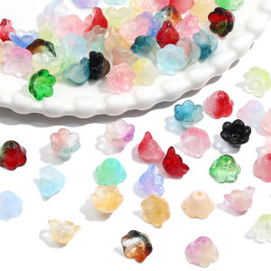 10pcs 12x7mm Glass Crystal Gradient Bell Orchid Flower Beads For DIY Making Jewelry Accessories