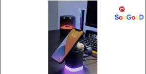 Portable 3 In 1 Wireless Charger Cubic LED Charger Fast Charging Station Portable Charger Magnetic