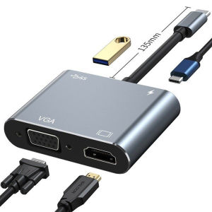 Type C To HDMI Adaptor / Type C 3 In 1 Hub / 3 In 1 USB C to HDMI Adaptor / Type C 3 in 1 Converter  Type-C To HDMI 4K USB 3.0 Type C PD Fast Charging Adapter Converter
