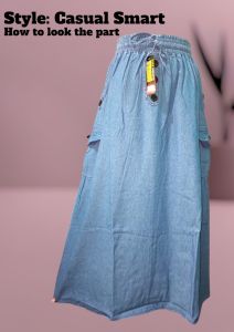 Rok Cargo Jeans wanita//rok cargo jeans standar//rok panjang wanita//rok cargo