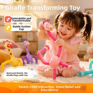 Jiaxun | Extendable Light-up Suction Giraffe Educational Toy