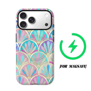 BILIBILI | Art Deco Pastel Fans Phone Case for iPhone 18 17 16 15 14 13 12 11 Air Pro Max Plus Double-layer Cover