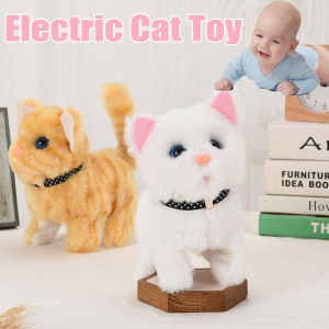 Simulation Electric Plush Cat Toy Realistic Cat Call Tail Nodding Toy Cute Pet Stuffed Toys