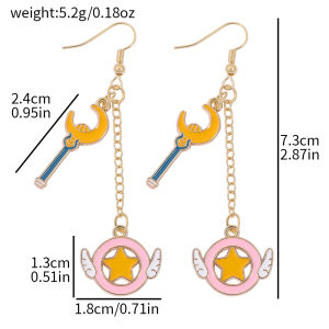 Bandai | Cardcaptor Sakura Enamel Metal Stud Earrings Hot Anime Card Captor Sakura Heart Wing Pearl Earrings For Women Girl