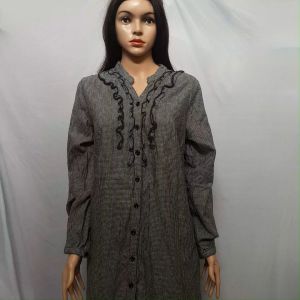 D56 Tunik Blouse Vintage – Atasan Wanita Modis dengan Aksen Ruffle