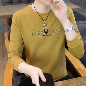 Áo Thun Nam Dài Tay Thường Ngày Mùa Xuân Thu Mới Áo Thun Dài Tay Đơn Thêu Thời Trang Áo Lót Mùa Thu Áo Thun Nam