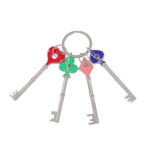 Bandai | 4Pcs Residents Evils Remake RPD Precinct Keys Set Raccoon City Police Station Spade Club Heart Keychain Men Holder Collection