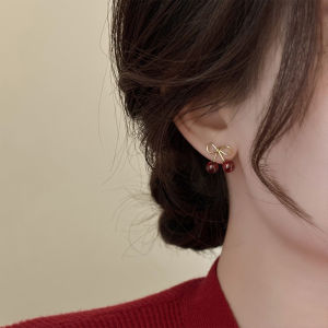Vintage Bordeaux Cherry Earrings S925 Silver