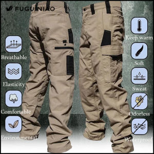 Fuguiniao Stretch Fabric Outdoor Tactical Running Pants Tactical Sports Pants Mens Cargo Pants Mens Casual M-3XL