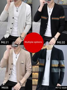 เสื้อแจ็คเก็ตผู้ชายแบบสวมคลุมถักลำลองฤดูใบไม้ร่วง 2025 รุ่นใหม่สไตล์เกาหลี เสื้อคลุมกันหนาวแบบสวมนอก เสื้อคลุมกันหนาว ชุดแฟชั่นฤดูใบไม้ร่วง