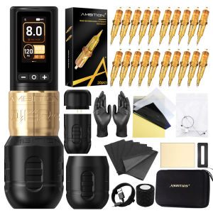 AMBITION | Ambition Soldier 270 Wireless Tattoo Pen Kit Tattoo Machine Set Stroke 4.0+4.5mm Major Brushless Motor 270 High Torque Grip 42mm
