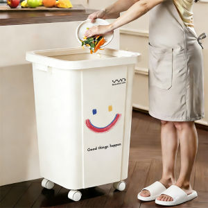 No Lid Large Capacity Mobile Kitchen Square Trash Can