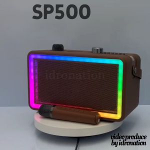 🔥KTV SP500 Karaoke Bluetooth Speaker SP-500 Portable Wireless With LED Light Mobile Dual 2 Microphone Mic 3D Stereo Bass