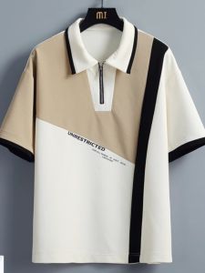 Áo Thun Polo Nam Tay Ngắn Mùa Hè Nhanh Khô Ice Silk Nửa Khóa Kéo Cổ Polo Thời Trang Trẻ Trung Màu Tương Phản Thể Thao